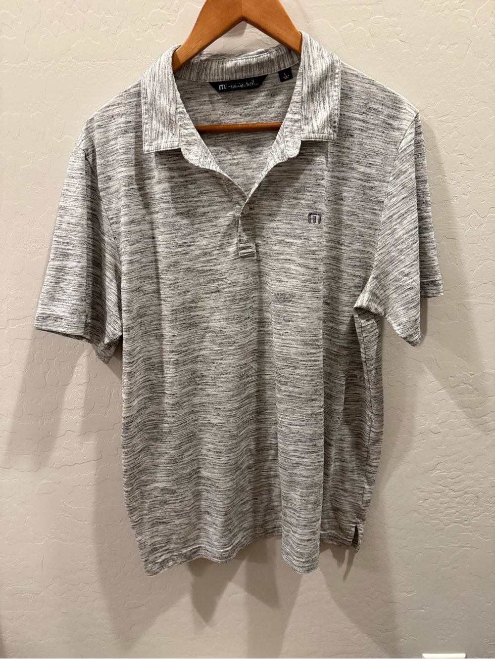 TravisMathew Heather Gray Performance Golf Polo Shirt Men's Size Large
